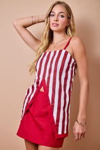 Striped cami top split open  front with skort