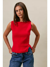 Boat Neck Button Down Sleeveless Top