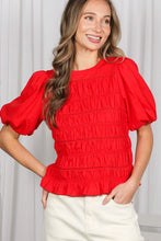 Preorder. Red Smocked & Trim Accent top