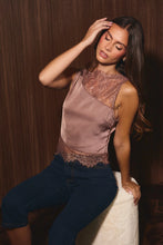 Mocha Lace Detail Sleeveless Top-beautiful
