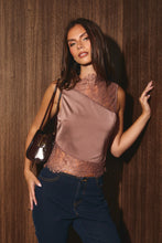 Mocha Lace Detail Sleeveless Top-beautiful