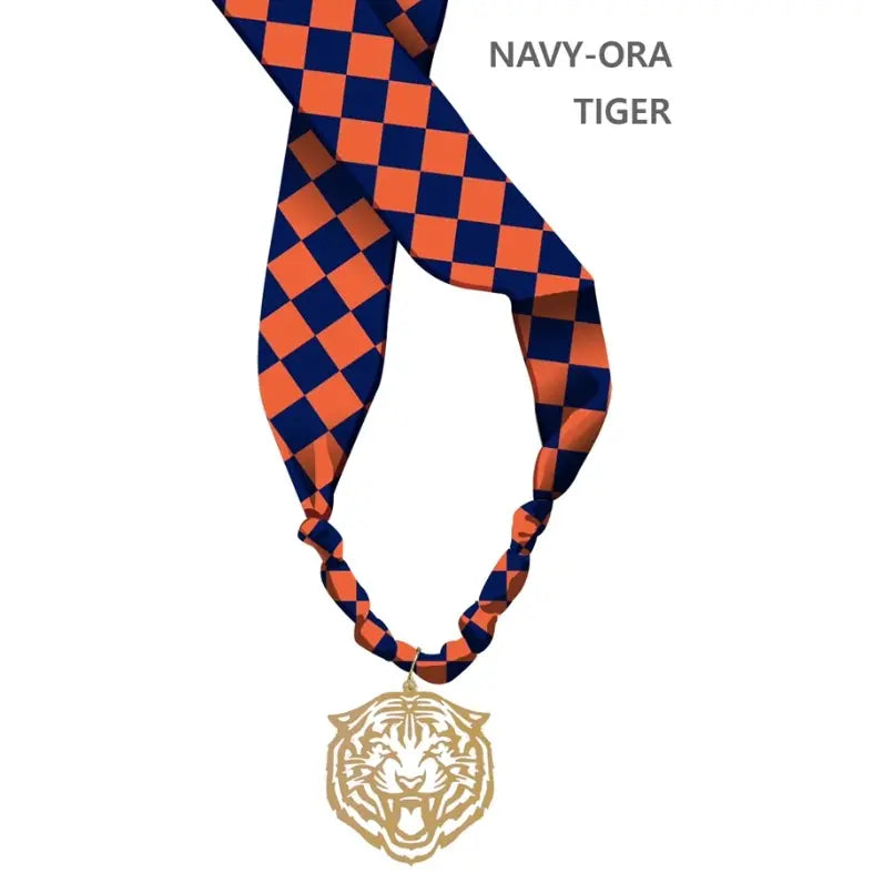 Navy and Orange Gameday Scarf Necklace