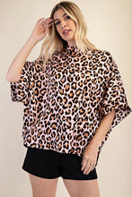 Leopard Mock Neck Oversize Top