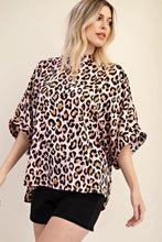 Leopard Mock Neck Oversize Top