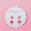 Pencil and Checkered Apple Post Earrings