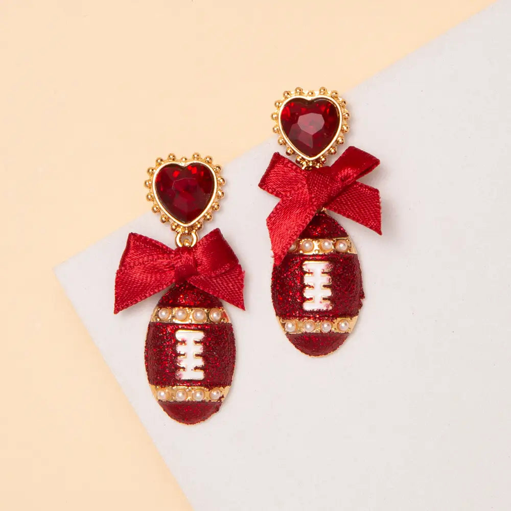 Football Ribbon Game Day Earrings