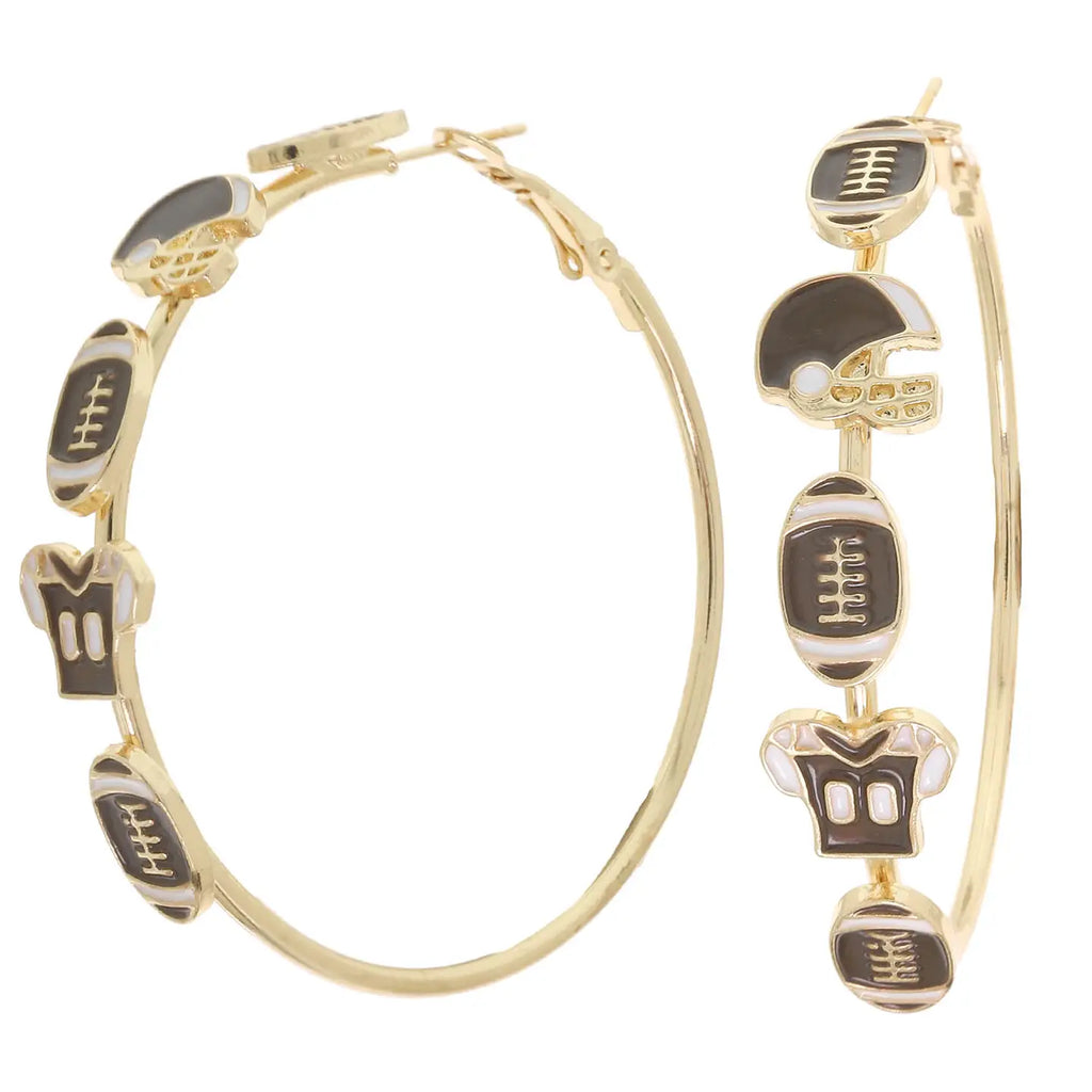 Game Day Enamel Football Hoop Earrings