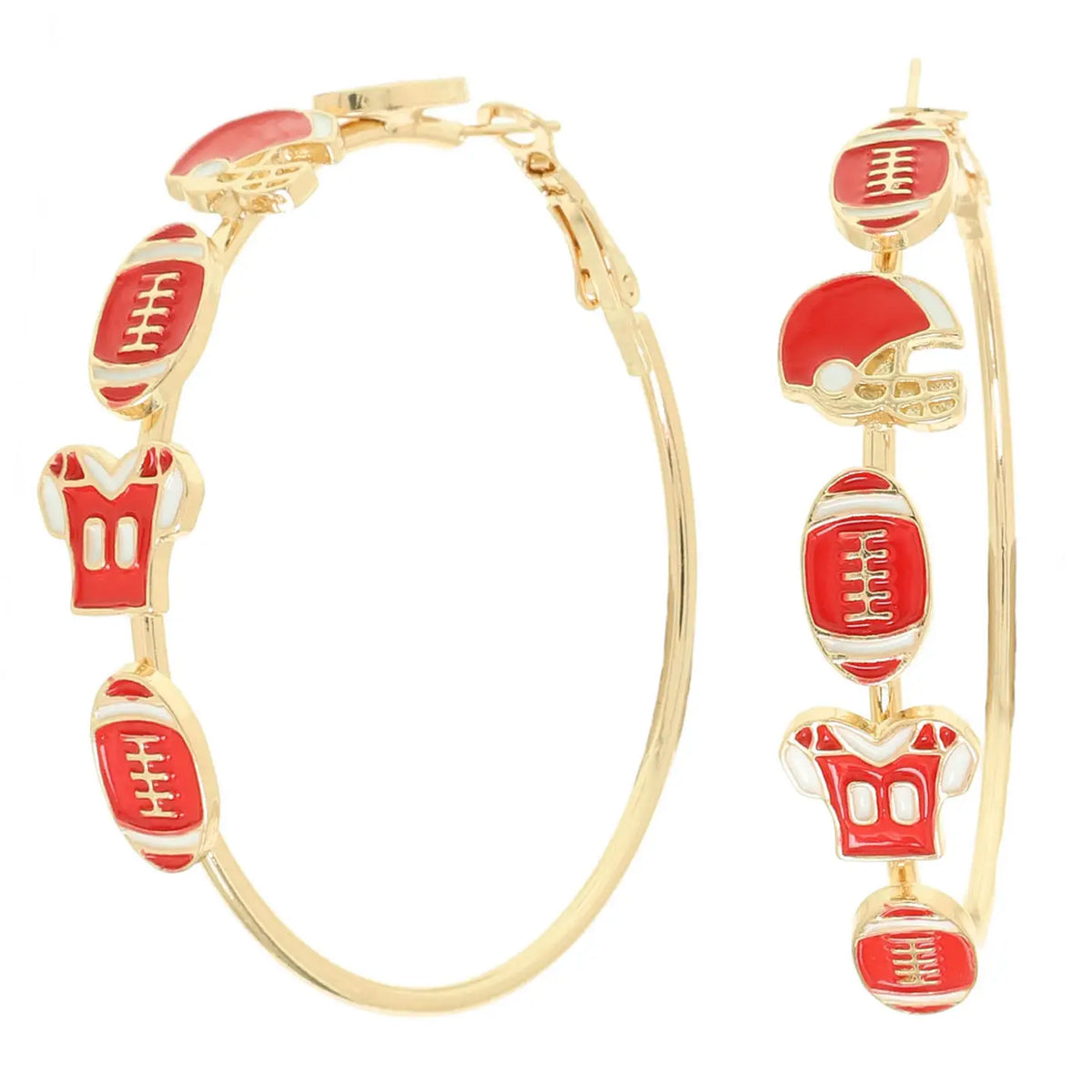 Game Day Enamel Football Hoop Earrings