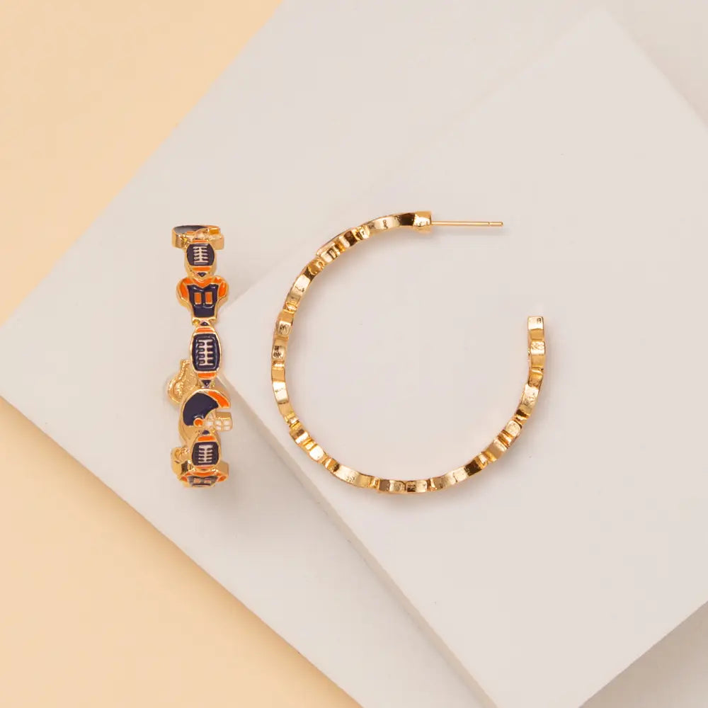 Game Day Enamel Football Open Hoop Earrings