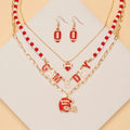 Game Day Football Heart Necklace Earring Set