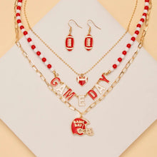 Game Day Football Heart Necklace Earring Set