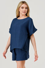 Kick-Off 2 Pc Game Day Top and Shorts Set Navy Linen Look