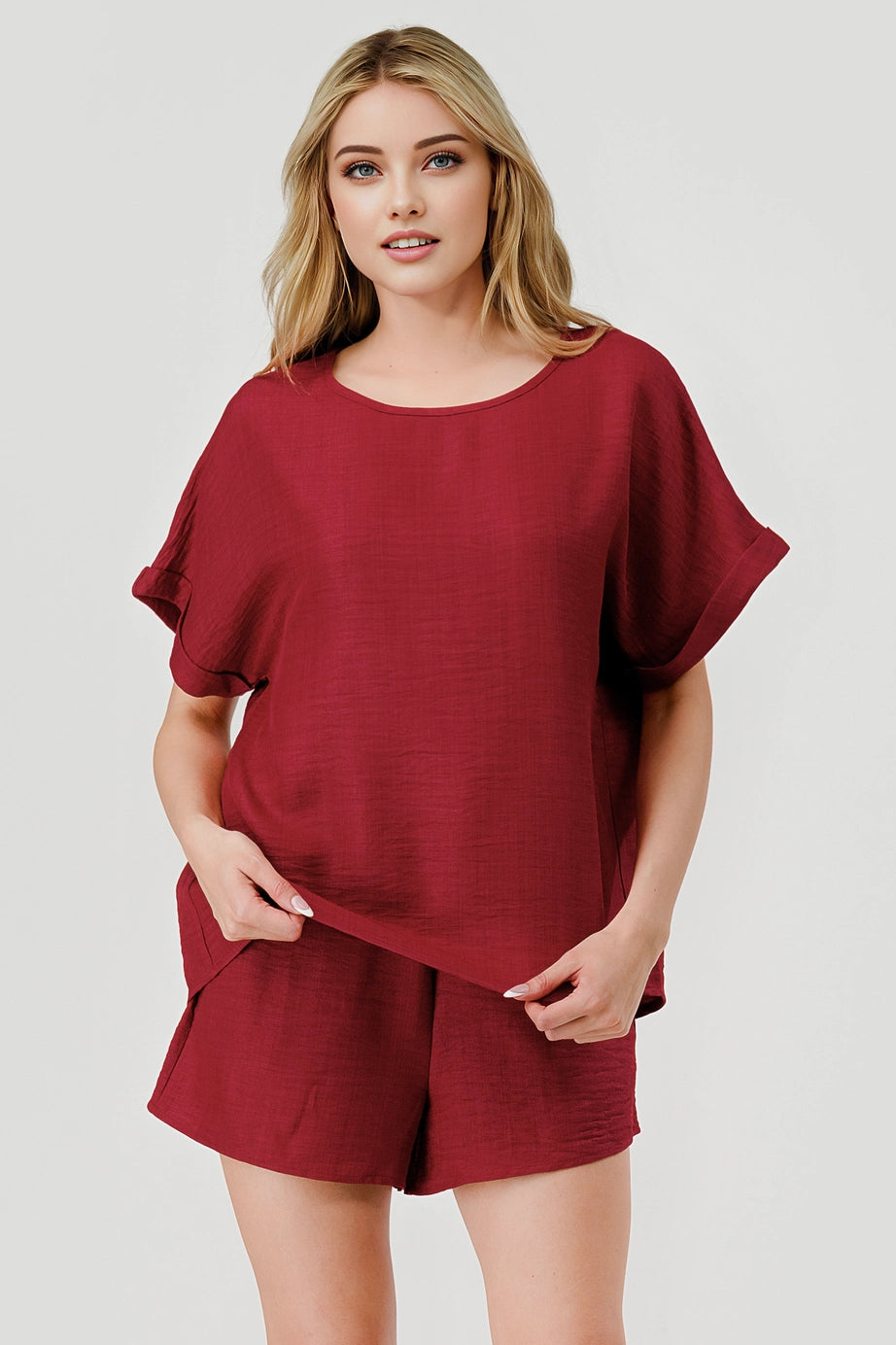 Kick-Off 2 Pc Game Day Top and Shorts Set Burgundy