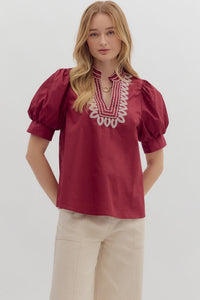 Burgundy top