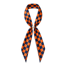 Orange and navy Checkered Gameday Magnetic Scarf Necklace
