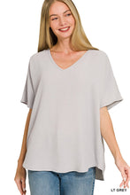 Woven Airflow V-neck Short Sleeve Top
