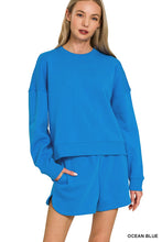 Blue Fleece Long Sleeve Sweatshirts & Shorts Set