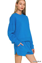 Blue Fleece Long Sleeve Sweatshirts & Shorts Set