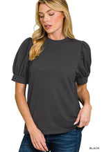 Raised Rib Puff Sleeve Top great fit beautiful  colors