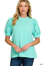 Raised Rib Puff Sleeve Top great fit beautiful  colors