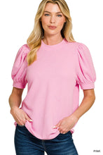 Raised Rib Puff Sleeve Top great fit beautiful  colors