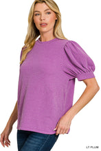 Raised Rib Puff Sleeve Top great fit beautiful  colors