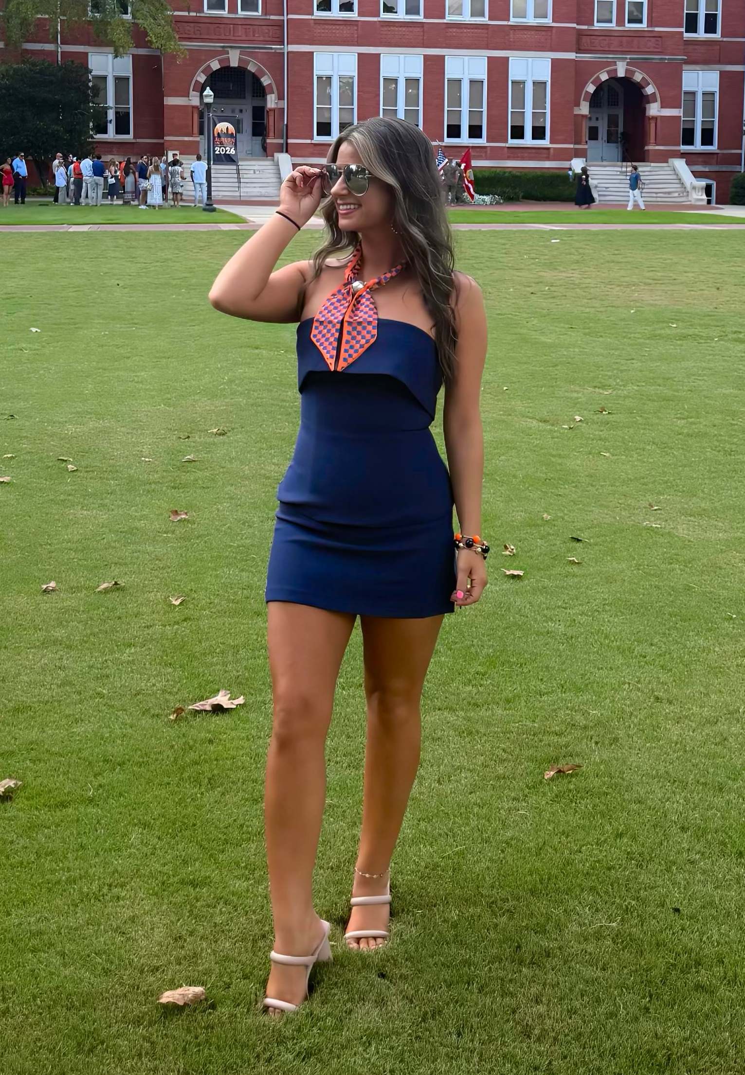 Navy skort and peplum top set-game day outfit