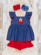 Sweet Apple Chambray Ruffle Outfit