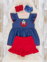 Sweet Apple Chambray Ruffle Outfit