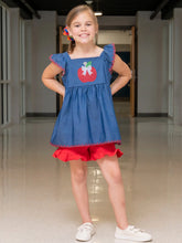 Sweet Apple Chambray Ruffle Outfit