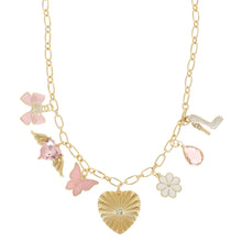 Feminine Spring Theme Multi-Charm Necklace