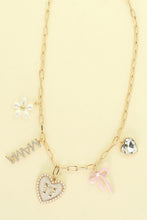 Spring Love Theme Multi-Charm Necklace