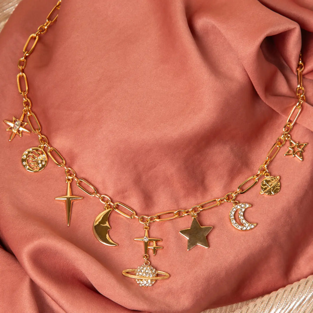 Celestial Theme Multi-Charm Necklace