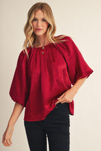 Burgundy Pintuck Accent Metallic Blouse