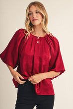 Burgundy Pintuck Accent Metallic Blouse