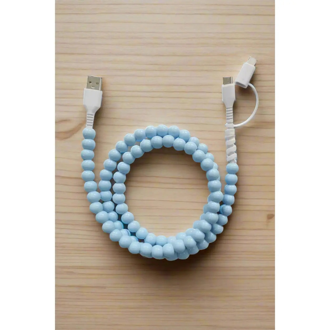 Blue Beaded Cord Phone Charger