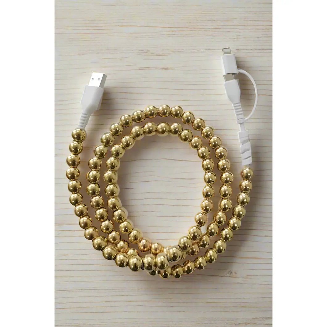 Gold Beaded Cord Phone Charger