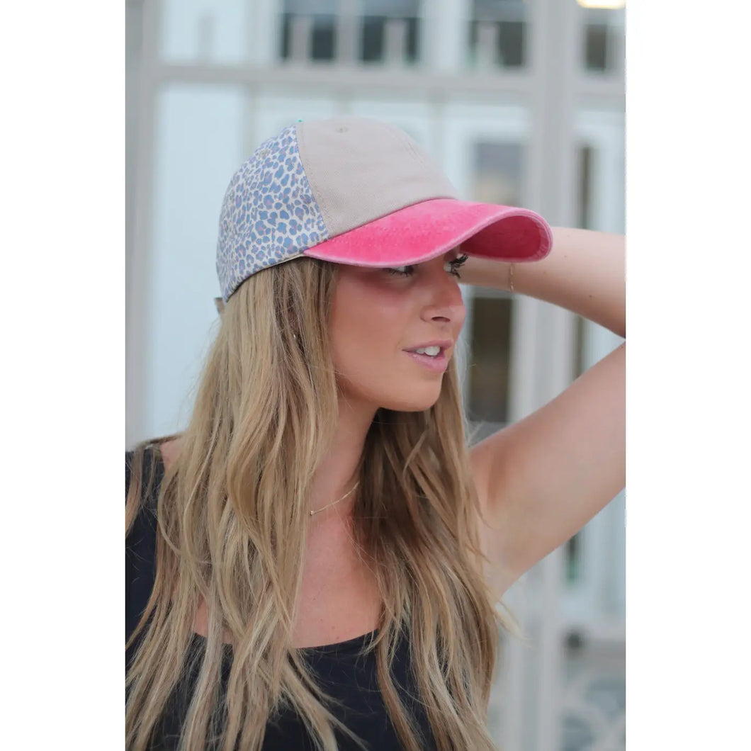 Red, Leopard, and Beige Hat