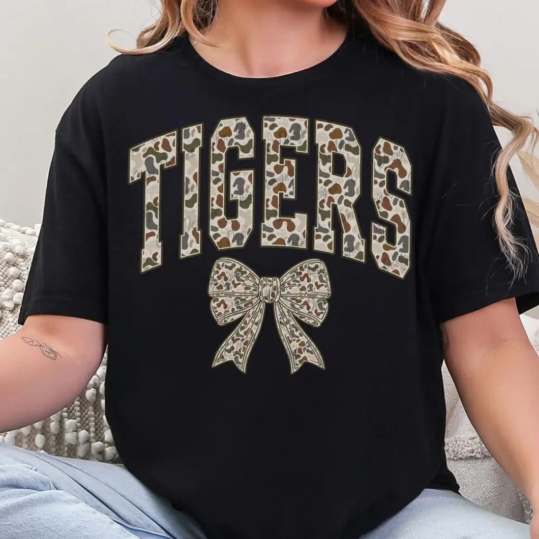 Camo Tigers Coquette Short Sleeve Shirt