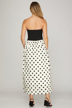 Black strapless polka dot dress