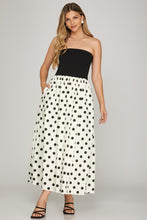 Black strapless polka dot dress