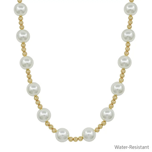 Water Resistant Large Pearl Beaded 14mm Ball with 5mm Beaded Chain 16