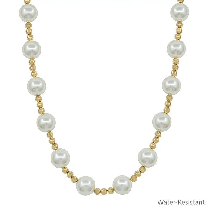 Water Resistant Large Pearl Beaded 14mm Ball with 5mm Beaded Chain 16