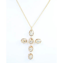 Glass Stone Cross Necklace Champagne-beautiful