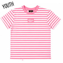 Kd-Mc-Stripe Mono-Tag Patch Youth Baby Doll Top-Neon Pink