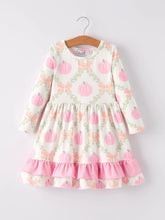 Halloween Pumpkin Pink Ruffle Girls Dress