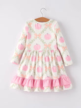 Halloween Pumpkin Pink Ruffle Girls Dress