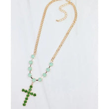 Richland Rhinestone Cross Necklace Green