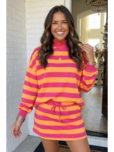 Orange stripe Colorblock Mock Neck Skort Set