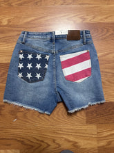 American flag print gray hem denim Judy blue shorts